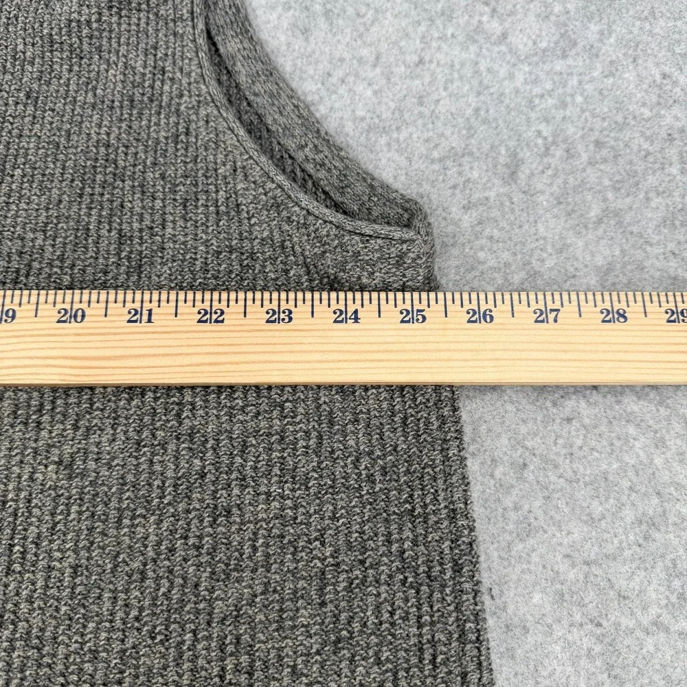 Vintage 90s Eddie Bauer Men's XLT Gray Chunky Ribbed Knit Cardigan Sweater Vest